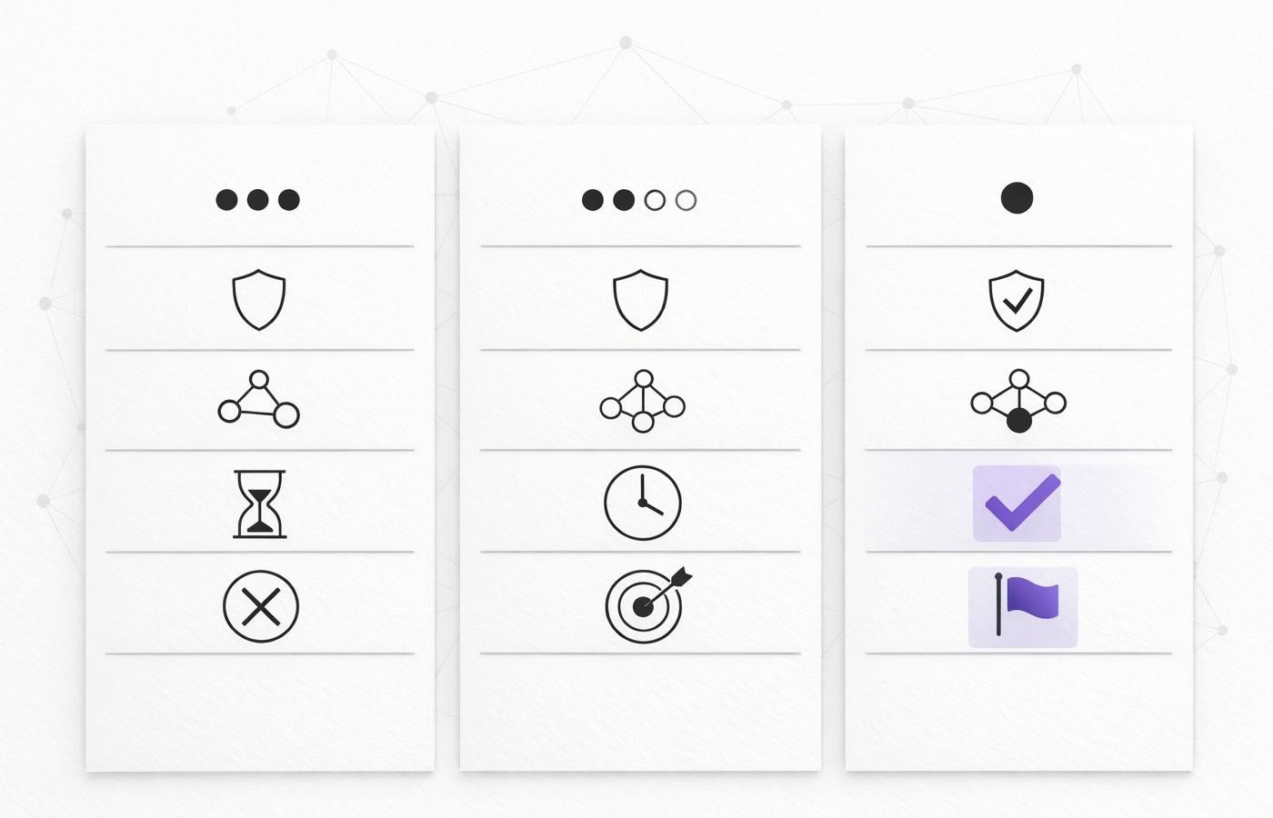 Icon-based decision matrix comparing three content creation paths across five evaluation criteria.