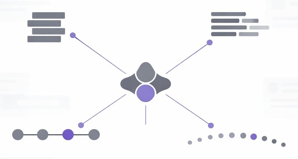 Abstract network diagram showing four connected coherence signals as shapes and lines.